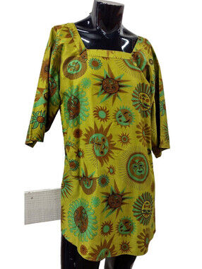 Vintage DESIGN HOUSE Psychedelic Era Apron Scrub PETER MAX INSPIRED VIBRANT SUNS